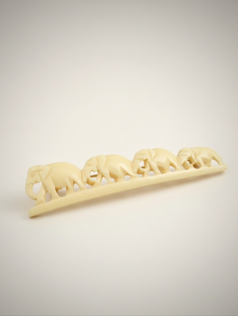 Vintage Art Deco Elephant Brooch 1930s Celluloid Carved Ivory Tone Figural Pin